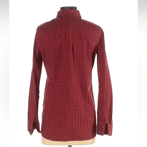 J. Crew Women’s Red Gali Embellished Plaid Shirt Button Down Shirt Blouse Size 2 - Picture 3 of 7